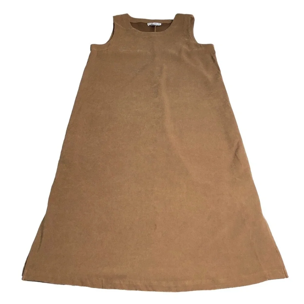 Vintage 90s Y2K Real Comfort Maxi Dress Jumper 8 Brown Sleeveless Tank Lagenlook - Picture 1 of 16